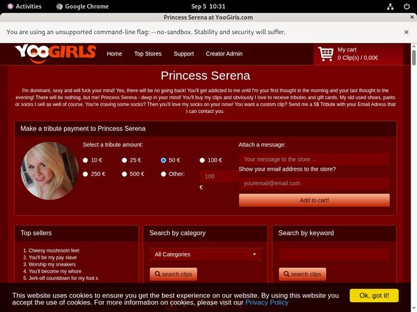 Princess Serena With Gift Card
