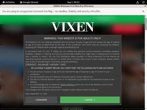 Vixen Sign Up Page