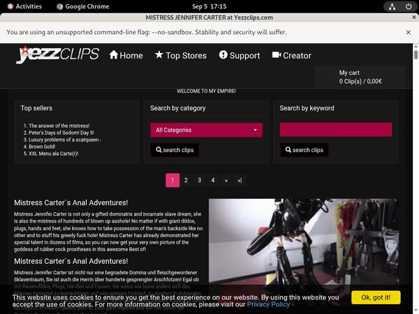 Yezzclips.com Vendo Page